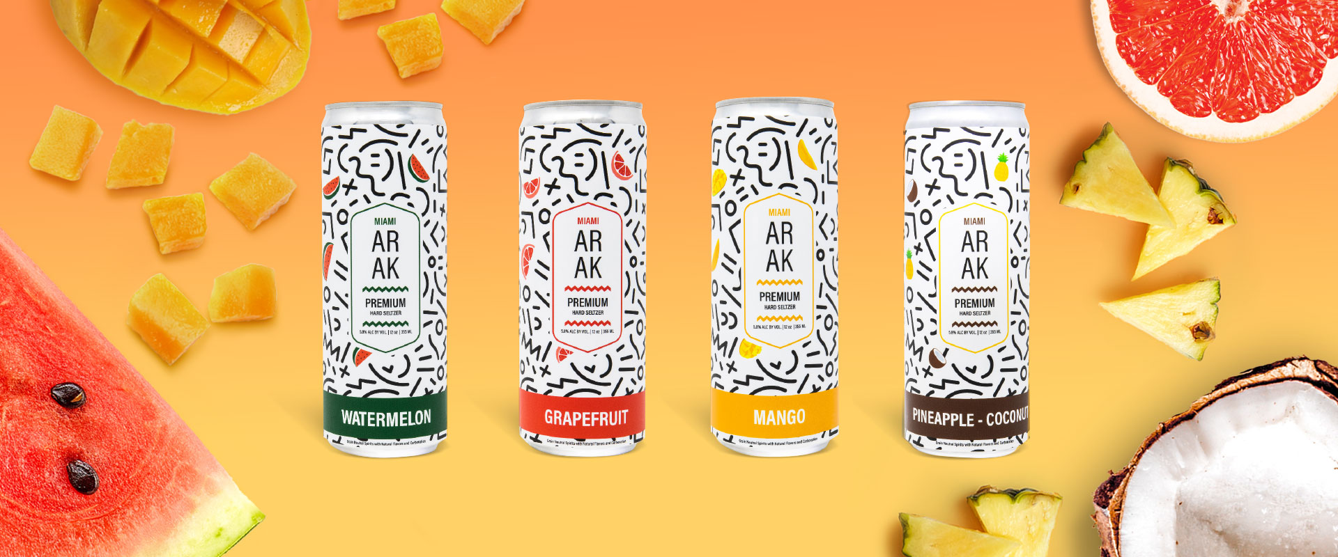 Miami Arak Website slide of cans and flavors