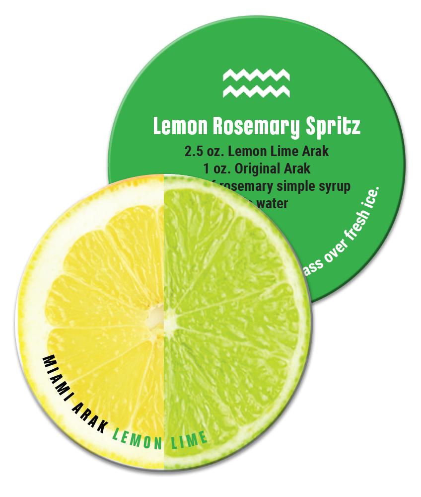 Miami Arak lemon lime recipe drink coaster