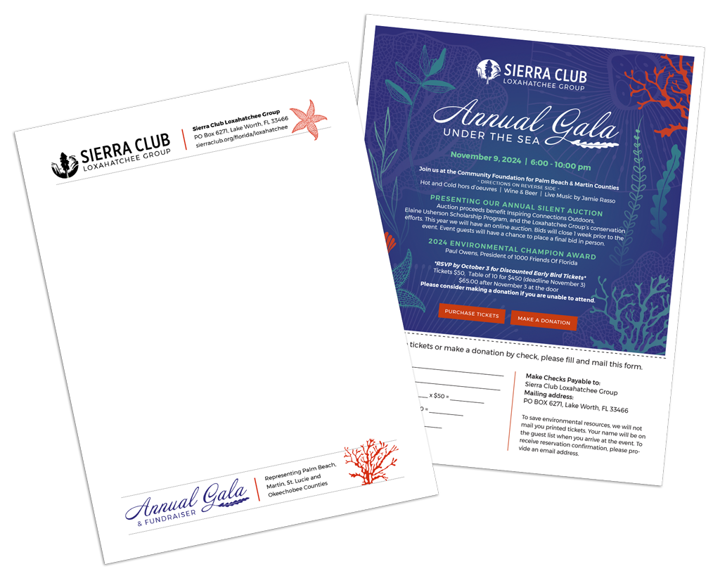 Sierra Club Annual Gala Under the Sea letterhead and invitation graphic